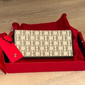 Carolina Herrera Canvas Monogram Beige and Black Women's Wallet